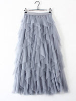 Load image into Gallery viewer, Original Irregular Mesh 4 Colors Falbala Pleated Elasticity Skirt
