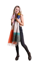 Load image into Gallery viewer, Winter Color Block Faux Mohair Scarf
