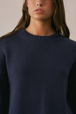 Load image into Gallery viewer, Button Cuff Cotton Blend Crew Neck Sweater
