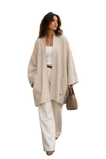 Load image into Gallery viewer, Long knit cardigan with a relaxed fit and pockets
