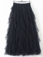 Load image into Gallery viewer, Original Irregular Mesh 4 Colors Falbala Pleated Elasticity Skirt
