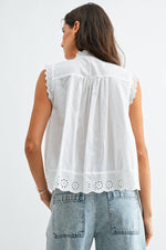 Load image into Gallery viewer, Eyelet Sleeveless Cotton Blouse
