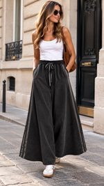 Load image into Gallery viewer, Wide flowing trousers with elasticated waistband
