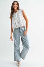 Load image into Gallery viewer, Eyelet Sleeveless Cotton Blouse
