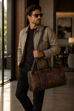 Load image into Gallery viewer, Large Duffel Luggage leather Travel Bag Duffel bag Gym Bag Airplane cabin Approved Carry On Overnight Leather Weekender Mens Duffle Bag For Men and Women 20 inch

