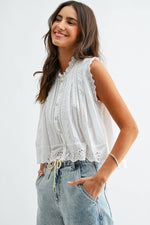 Load image into Gallery viewer, Eyelet Sleeveless Cotton Blouse

