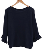 Load image into Gallery viewer, Ruffle Sleeve- Scoopneck  Sweater
