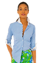 Load image into Gallery viewer, Pique All Day Pinstripe Blouse
