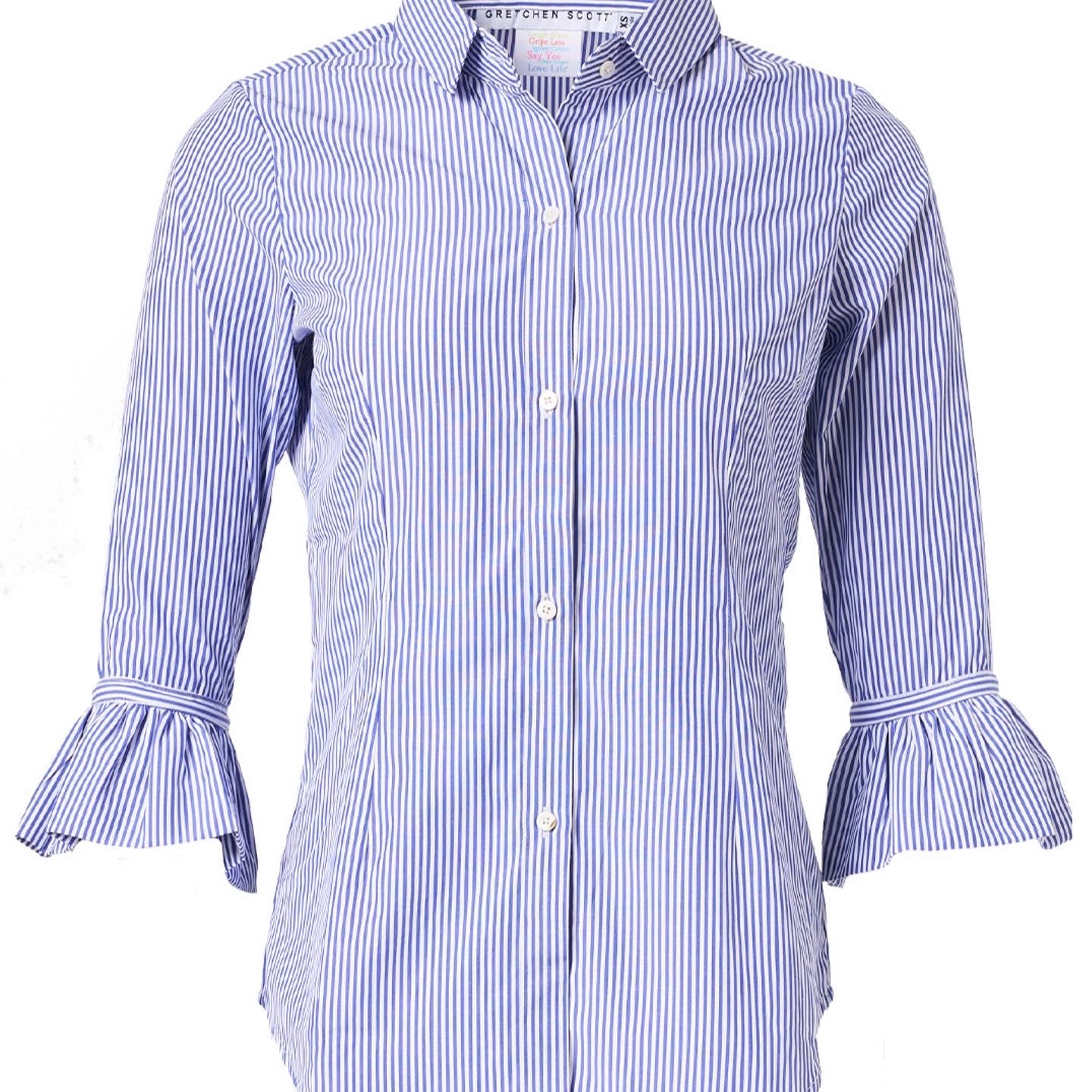 Striped Pris Blouse with Ruffle sleeve